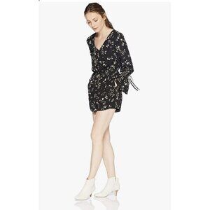 Cupcakes And Cashmere Womens Black Floral Pullover Ruffle Dress‎ Size XS